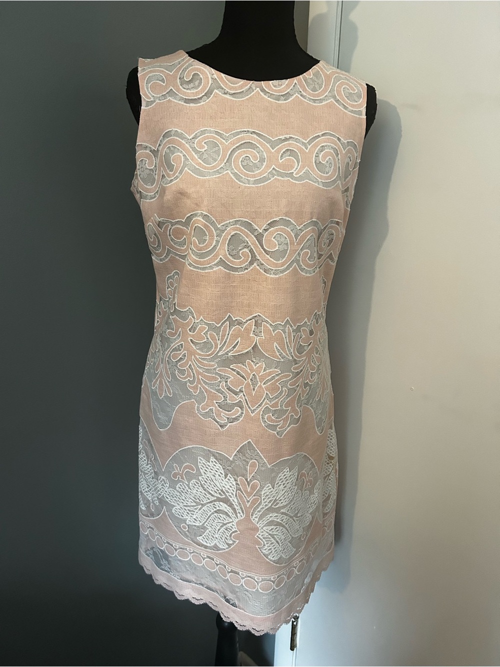 Tommy Hilfiger Sleeveless Embroidered Sheath Dress in Blush Pink